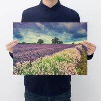 【F007】 The New Lavender Landscape Kraft Paper Retro Poster Cafe Gallery Barber Shop Decorative Painting