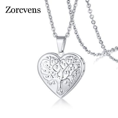 Openable Love Heart Locket Pendant Women Necklace Silver Color Chain Memory Photo Frame Family Lover Valentine Jewelry Gift