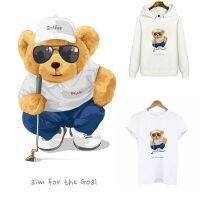 Cool Bear Golf Patches For Kids Children Clothing Iron-on Transfer Thermal Stickers For T-shirt Hoodie Diy Accessory Patch Wall Stickers Decals