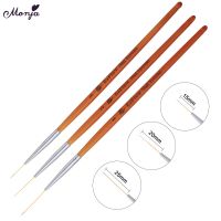 Monja 15/20/25mm 3pcs Nail Art Wooden Handle French Painting Brush Lines Liner Flower Grid Image DIY Drawing Pen Manicure Tool Artist Brushes Tools