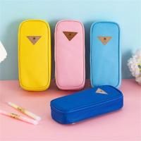 Stationery Box Large Capacity Solid Color Pencil Case Oxford Cloth Triangular Pattern Pencil Bag School Supplies Pencil Cases Boxes