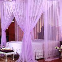 【LZ】♟  Sexy Purple Mosquito Net Palace Four Door King/Queen Bed Size Single Bed Prevent Insect Outdoor Square Grace White Canopy Net