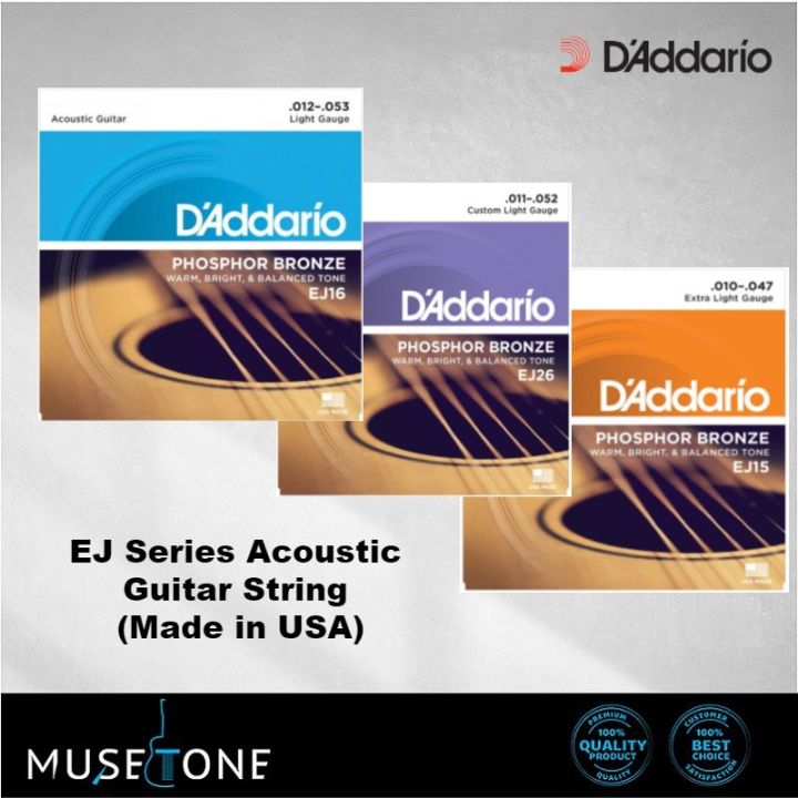 D'Addario Phosphor Bronze Acoustic Guitar Strings EJ15 Ex Light 10-47
