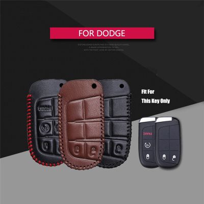 huawe Key Case Holder For Dodge Ram 1500 Journey Charger Dart Challenger Durango Car Remote Smart Key Leather Skin Cover For Jeep Fiat
