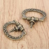 5pcs Zinc Alloy Vintage Furniture Fittings Cabinet Knobs Jewelry Box Drawer Cupboard Pull Handles Self-Tapping Screws 24x27mm