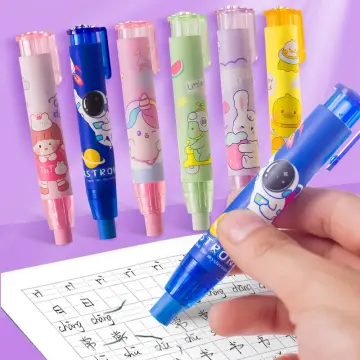 Retractable Mechanical Eraser Pen, Pen-Style Erasers Assorted Color, 4 Pack