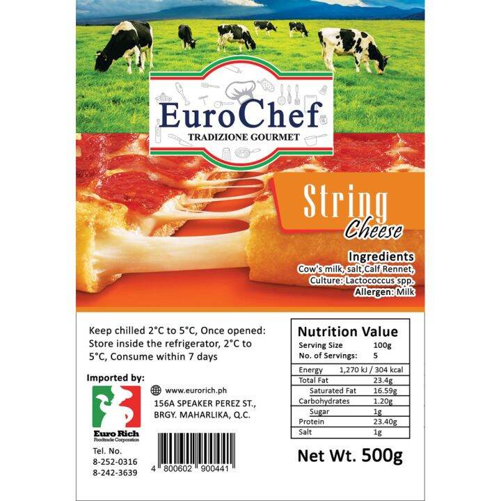 Euro Chef Mozzarella String Cheese 500g (EXPIRY DATE D/M/Y) Lazada PH