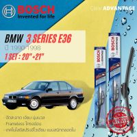 [BOSCH CLEAR Advantage] ใบปัดน้ำฝน BOSCH ก้านอ่อน คู่หน้า 20+21 Hook สำหรับ BMW 3 Series 318i, 325i E36 year 1990-1998 บีเอ็มดับบลิว ซีรีย์ 3 นกแก้ว ปี 90,91,92,93,94,95,96,97,98,33,34,35,36,37,38,39,40,41