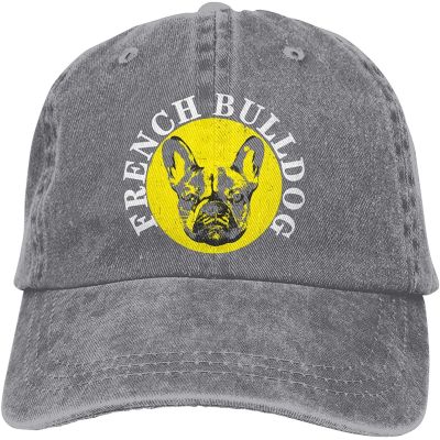 Hats For Women French Bulldog Sports Denim Cap Adjustable Unisex Plain Baseball Cowboy Hat