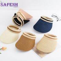 Topi Bucket สำหรับผู้หญิงหมวกแก็ปฤดูร้อนหมวกกันแดดผู้หญิงหมวกหน้ากากใส่ออกข้างนอกทำมือหมวกฟางซูเปอร์ไลท์อินเทรนด์ชายหาดพับได้