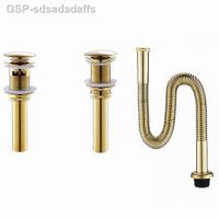 【YF】۞  Sink shine gold Pop Up Drain With Gold bathroom parts with without overflow faucet DR228