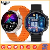 LIGE 2023 Smart Watch สำหรับผู้ชายผู้หญิงเสียงผู้ช่วยกีฬาออกกำลังกายนาฬิกาบลูทูธนาฬิกาอัตราการเต้นหัวใจ S Mart W Atch ผู้ชาย