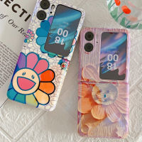 CSCR เคสโทรศัพท์ภาพดอกไม้ภาพสีน้ำมันน่ารักสำหรับออปโป้ไฟนด์ N2เคสฝาพับกล้องหลังปกป้องหา N2พลิกผ้าคลุมลายดอกทานตะวันยิ้มน่ารัก