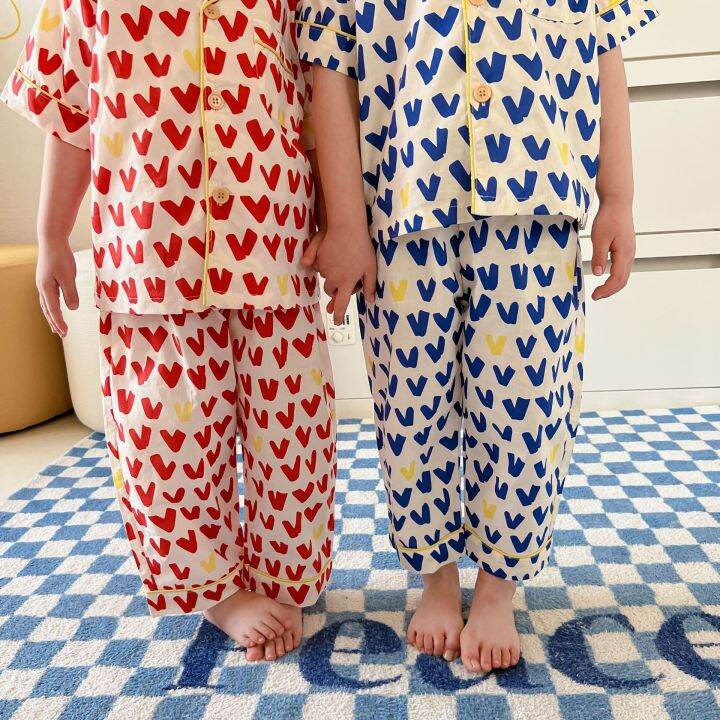 summer-new-children-short-sleeve-clothes-set-baby-boys-girls-soft-cotton-cardigan-pants-2pcs-suit-infant-kids-pajamas-set