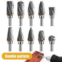 New 10 pcs 1/8 Shank Tungsten Carbide Milling Cutter Rotary Tool Burr Double Diamond Cut Rotary Dremel Tools Electric Grinding