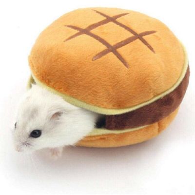 Pet Cozy Guinea Pig Bed House Small Cute Hamburger Animal Hamster Rat Cage Hammock Nest Pad Soft Hamster Cage Guinea Pig Cage Beds