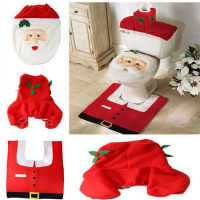 Christmas Decoration Novelty 3pcs Christmas Festive Toilet Seat Cover, Tank &amp; Rug Bathroom Decoration Set (santa Claus) Christma