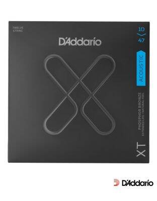 DAddario XTAPB1047-12 สายกีตาร์โปร่ง 12 สาย เบอร์ 10 สายเคลือบ แบบ Phosphor Bronze ซีรีย์ XT (Extra Light, 10-47) ** Made in USA **