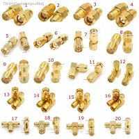 ▧☸ 2Pcs/lot SMA To SMA Male Female Straight Connector 90 Degree Right Angle Tee Type 3Way Splitter RPSMA To RP-SMA Male Adapter RF