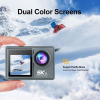 5พัน30FPS การกระทำกล้อง Dual IPS หน้าจอกันน้ำจักรยานการกระทำเวบแคม170องศามุมกว้างการควบคุมระยะไกล WiFi หมดเวลาภาพ SD 128กิกะไบต์