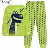 Dino Boys Sleepwear Suits 100% Cotton Long Children Clothes Sets Motor T-Shirts Pants 2-Pieces Sets Kid Pyjamas 2 3 4 5 6 7 Year