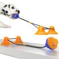 【JCHEN pet supplie】 Dog ChewMolar BiteSelf Playing Rubberwith Suction Cup Multipurpose Interactive RopesPet TeethTools