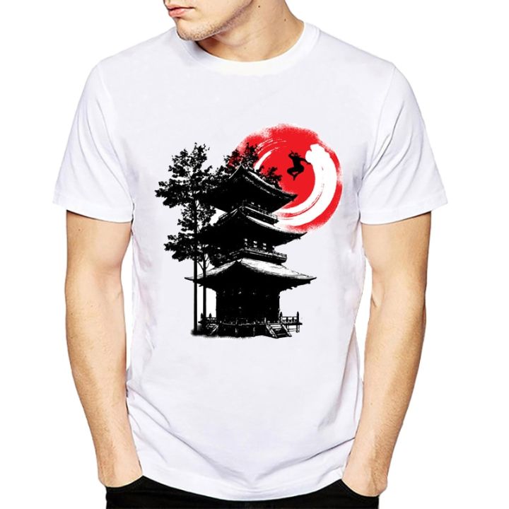 mens-summer-t-shirt-japanese-temple-print-shirt-jump-and-fly-japan-armored-samuri-new-style-100-cotton-gildan