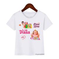 2023หญิงเสื้อยืด Gift น่ารักเด็ก Diana แสดงการ์ตูนพิมพ์เด็กเสื้อ Harajuku เสื้อฤดูร้อนเสื้อผ้าสีขาวเสื้อสีชมพู