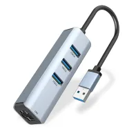 G5EATJ แบบพกพา ด้วย RJ45 3-พอร์ต USB 3.0 ฮับ USB 3.0 ระบบเครือข่าย อะแดปเตอร์อีเธอร์เน็ต ฮับเครือข่าย