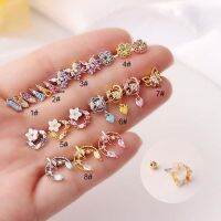 1 piece Stainless Steel Colorful Cz Cartilage Piercing Stud Helix Screw Back Earring For Women