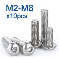 10 pcs/lot M2 M2.5 M3 M4 M5 M6 M8  304 Stainless Steel Hexagon Hex Socket Button Head Screw Bolts Round Flat Head Screw Standoff Screw Nut Drivers