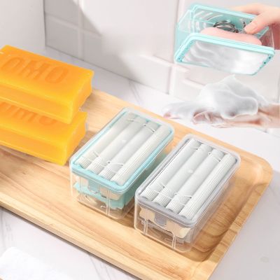 Creative Roller Type Soap Box For Bathroom Shower Rub-free Soap Box with Sponge Rollers Plastic Soap Drain Storage Container