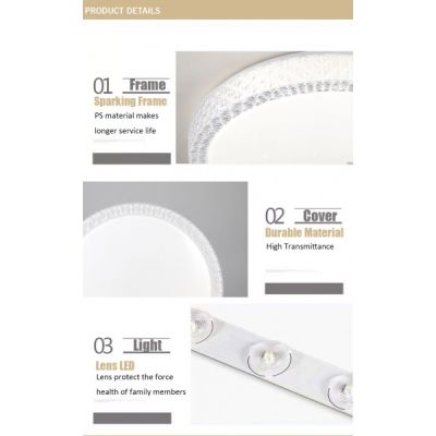 LED ceiling lamp 36W (with remote control), adjustable 3 light, size 52x11.5x52 cm.-White