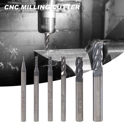 6Pcs 4 Flutes End Mills Set for Steels Square CNC Carbide Milling Cutter Spiral Router Bits Dia(1 2 3 4 6 8mm)