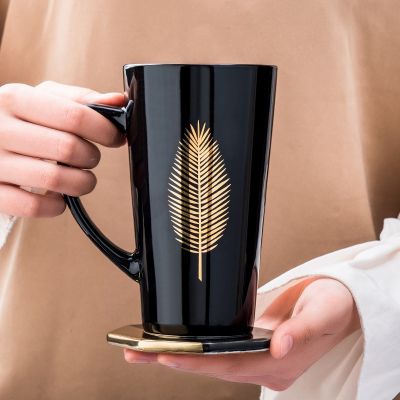 Ceramic Coffee Mug With Lid and Spoon Creative Large Capacity Tea Cup Breakfast Milk Mugs Home Drinkware Lovers Wedding Gift
