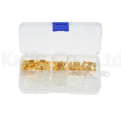 hot■☒✗  120PCS/box Gold Insulated Wire Electrical Crimp Terminals 2.8 4.8 6.3mm Spade Connectors Assortment