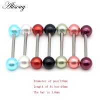 【New arrival】 Alisouy 1ชิ้น1.6*16/38มิลลิเมตรเลียนแบบไข่มุกต่างหูอุตสาหกรรมเจาะ Barbell ต่างหูแฟชั่นเครื่องประดับเครื่องประดับร่างกายเจาะ