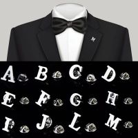 Initial A to Z 26 Letters Pin Silver Color Fashion English Symbol Design Men 39;s Suit Collar Lapel Brooch Pin Party Jewelry