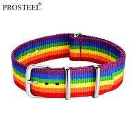 PROSTEEL สร้อยข้อมือฝนผ้าไนลอนกำไลสายรัดนาฬิกาสีสันสดใสของขวัญผู้ชายผู้หญิง LGBT Pre Ry