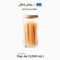 AMORN - (Ocean) B02536G0001 Pop jar wooden lid - ขวดโหลป๊อปจา ขวดโหลป๊อปจาวูเด้น ขวดโอเชี่ยนกลาส   1,000 ml.