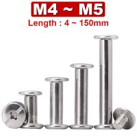 M4 M5 304 Stainless Steel Flat Head Rivet Book To Lock Screw Album Butt Screw Nut Recipe Cross Ledger Child Mother Nail 2~10Pcs Nails Screws Fasteners