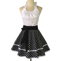 New Sexy Household Cleaning Antifouling Female Adult Apron Lace Halter Polka Dot 2-Layer Bib