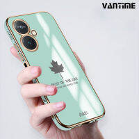 Vantime สำหรับ Vivo Y27 4G Y16 Y02 Y02A Y02T Y02s เคส 6D ชุบใบเมเปิ้ลป้องกันกล้องกรอบสี่เหลี่ยมกันกระแทกฝาหลังแบบอ่อน