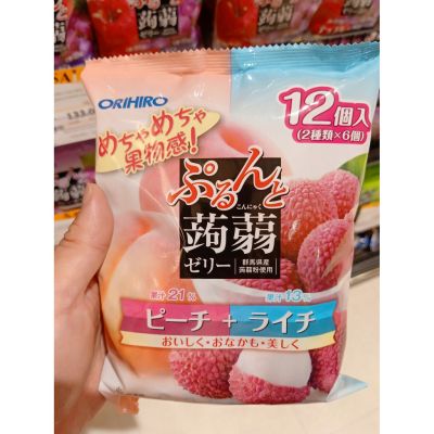 อาหารนำเข้า🌀 Japanese jelly jelly candy mixed with orange juice 15% HISUPA DK ORIHIRO PURUNTO KONJAC POUNCH ORANGE JELLY 20G * 12Dongney