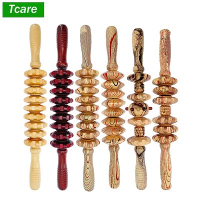 【YF】 Tcare Wooden Exercise Roller Gua Sha Handheld Cellulite Blasters Sports Injury Body Trigger Point Muscle Sticks Massager