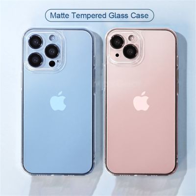 「Enjoy electronic」 Matte Tempered Glass Transparent Phone Case For iPhone 13 Mini 12 11 Pro Max X XR XS Max Shockproof Protective Cover Hard Shell