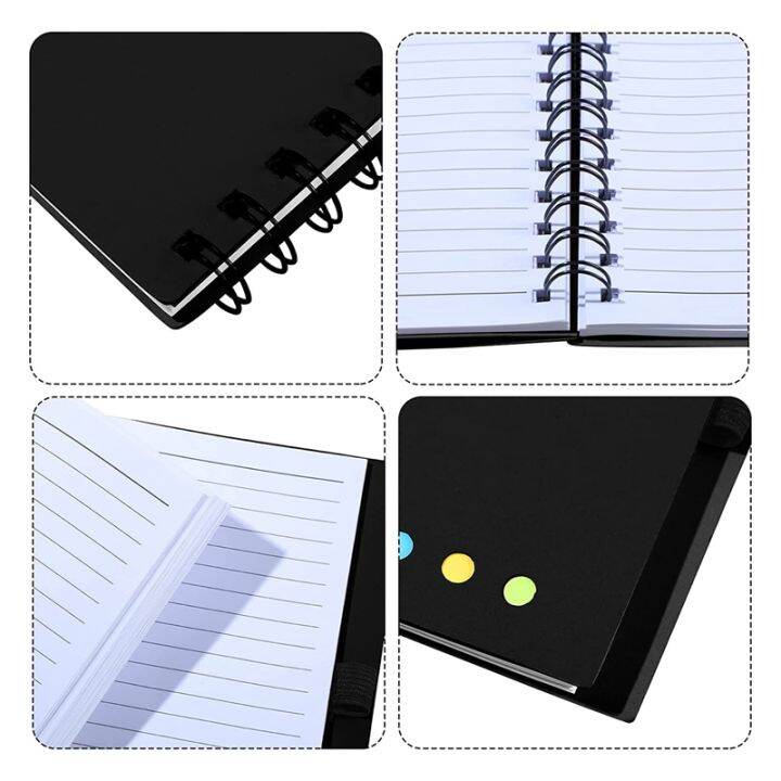 pack-of-8-lined-spiral-notebook-kraft-cover-notepad-notepad-with-pen-in-stand-page-markers-sticky-notes-color-index-tabs