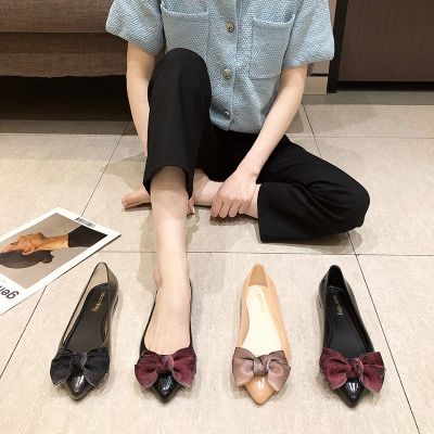 shoes female summer pointed bow with flat shallow mouth single transparent web celebrity selling womens ✣♧