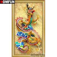 HOMFUN Diamond painting "Animal Dragon" Full Square/Round Drill Wall Decor Inlaid Resin Embroidery Craft Cross stitch