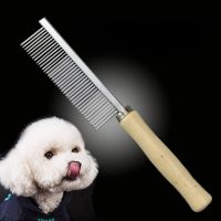 Pet Hair Grooming Accessories Wooden Handle Cat Dog Hair Comb Stainless Steel Pet Massage Hair Trimmer Comb Easy Cleaning Brush Brushes  Combs